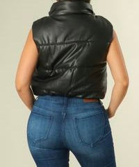 Pleather Mock Neck Vest